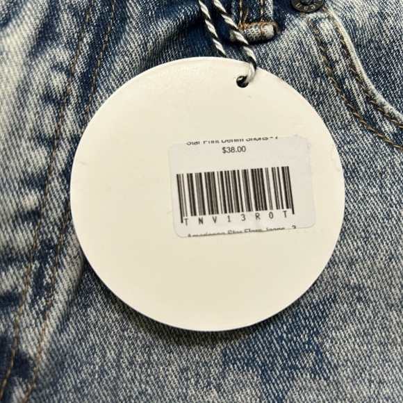 NWT Umgee Star Print High Waisted Denim Shorts Distressed Fray Acid Wash Size 7 - Picture 4 of 12